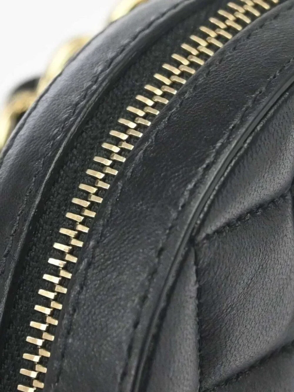 Chanel Black Lambskin Quilted Chain Round Mini Clutch Bag